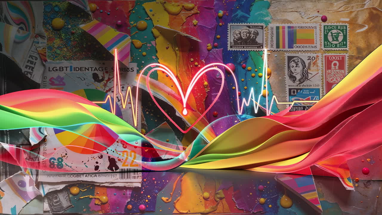 Vibrant Rainbow Heartbeat of Pride