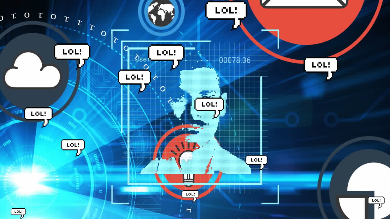 animación de cambiar los iconos de perfil y los banners de texto lol contra el punto de luz sobre fondo azul