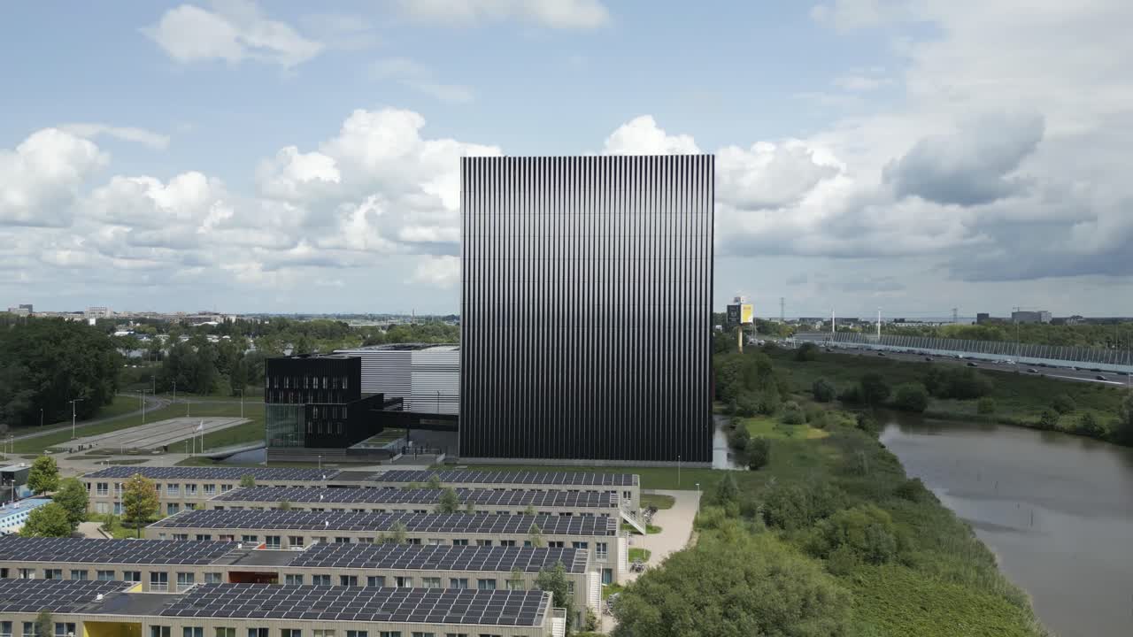 Drone footage of an Equinix data center in Amsterdam, a critical facility for hosting cloud platforms, AI models, enterprise servers, and internet infrastructure