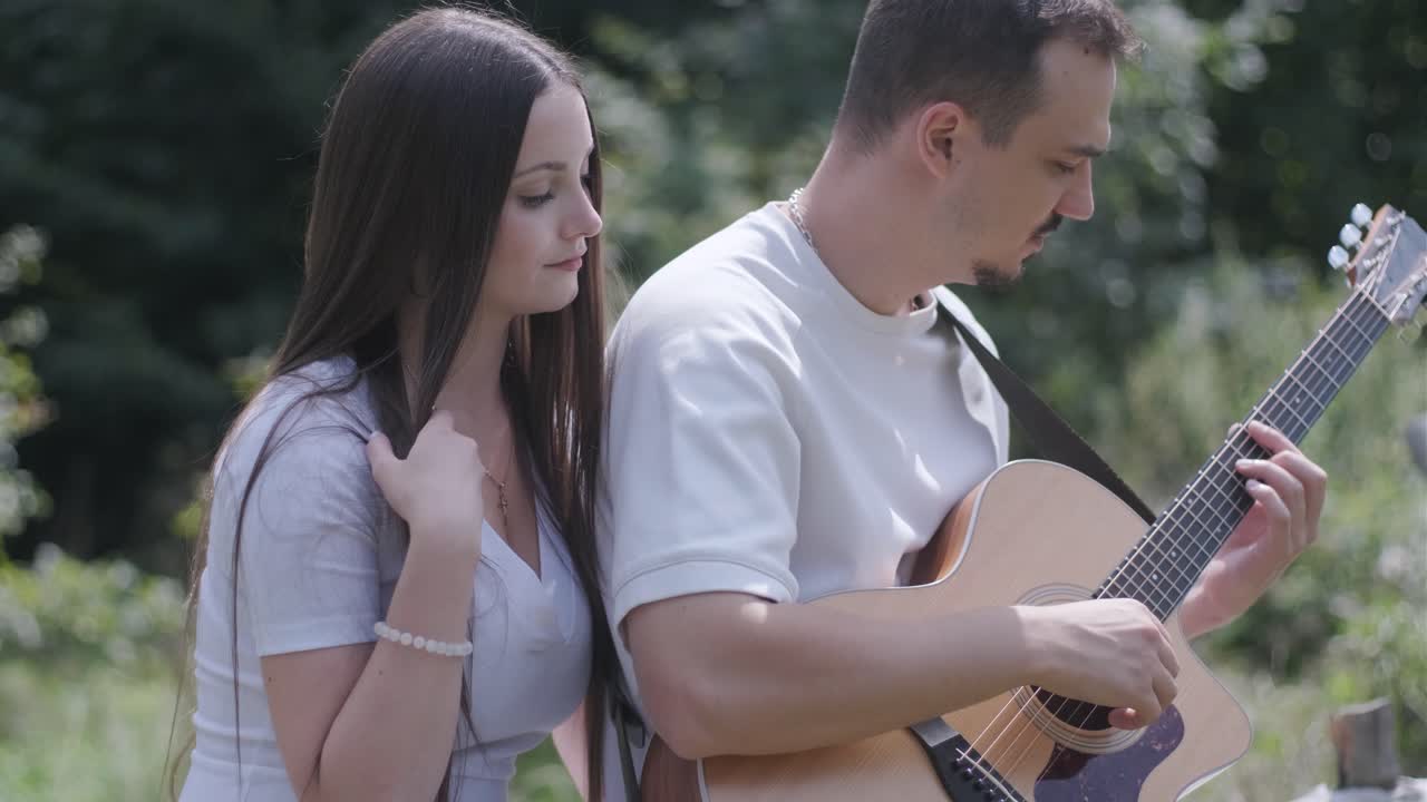Couple enjoying music together