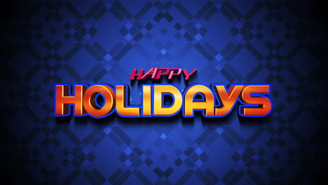 Happy-Holidays-text-on-blue-geometric-pattern-with-pixels-art