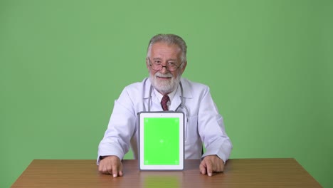 hombre barbudo y guapo en el fondo verde.