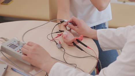 patient nerves testing using electromyography at medical center