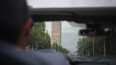 driving through a european city