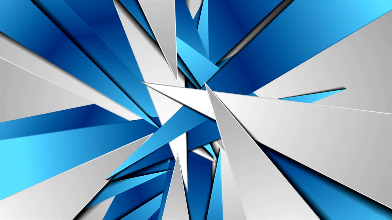 Blue grey abstract glossy polygonal shapes video animation