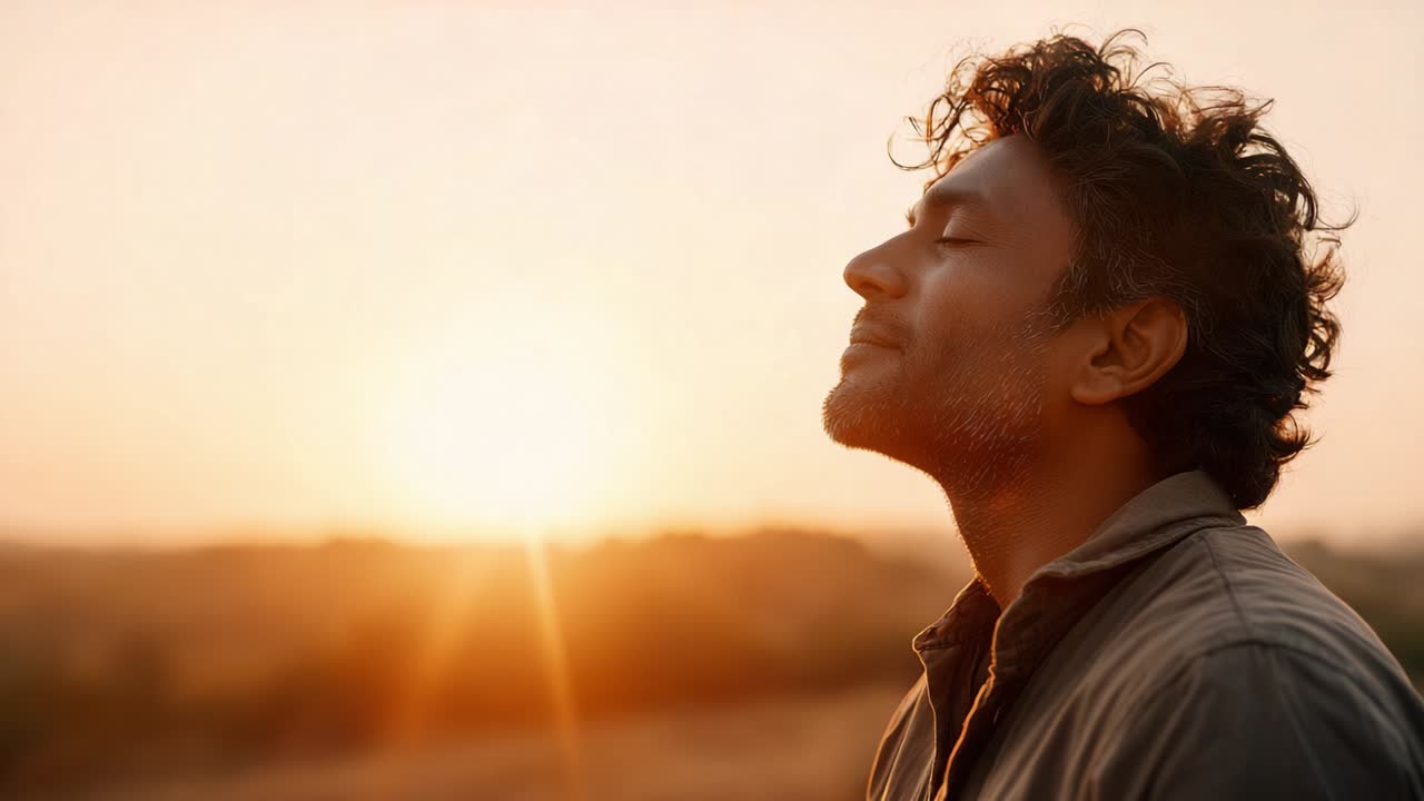 Homem contemplando o pôr-do-sol