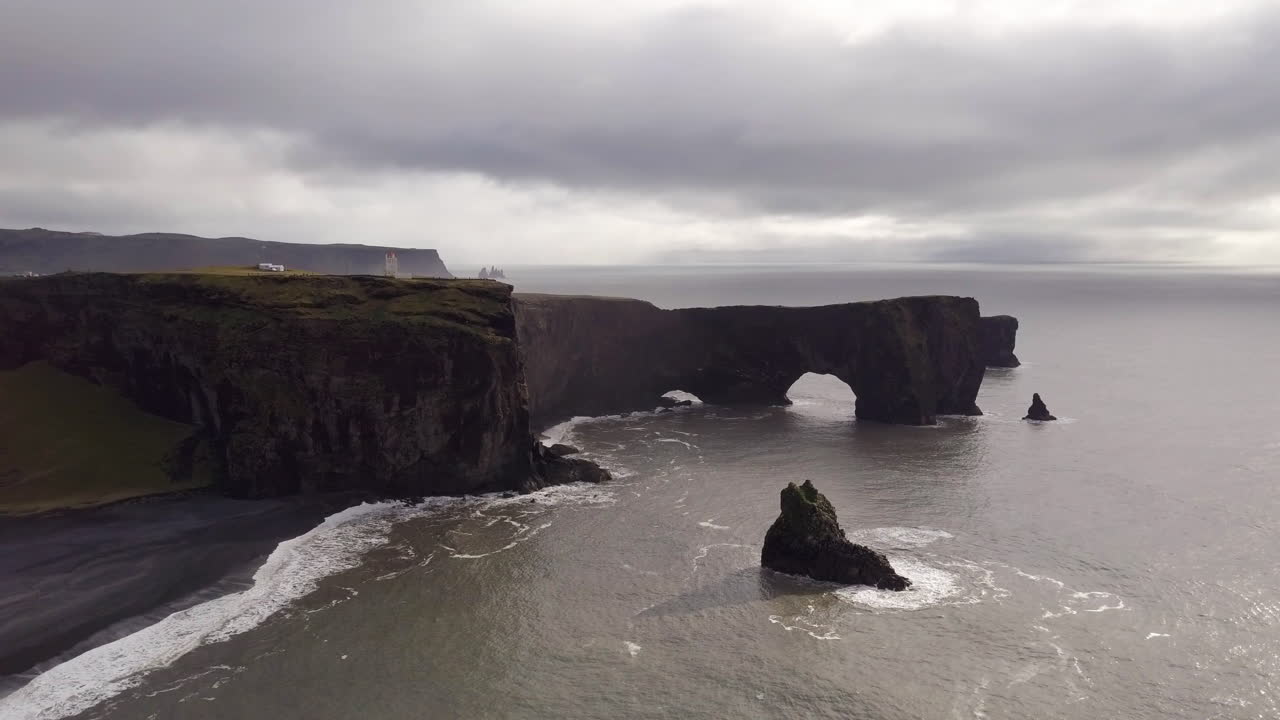Dramatic Icelandic Coastline with Arch and Cliffs