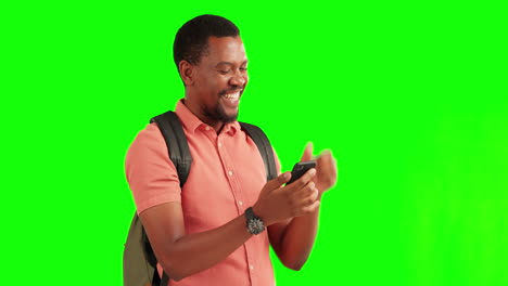 Phone,-wow-and-green-screen-with-a-winner-black