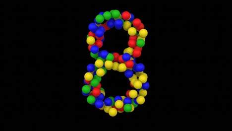 toy ball animation themed font  number 8