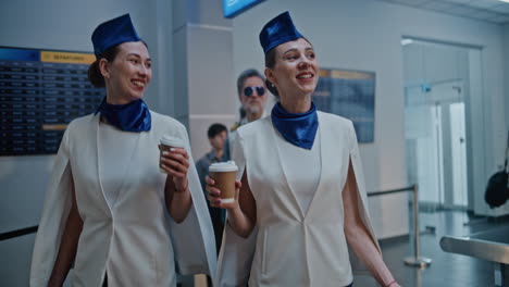 airport staff enjoying a break