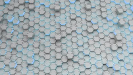pared de hexágonos blancos con brillo azul