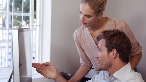 attractive business team working together