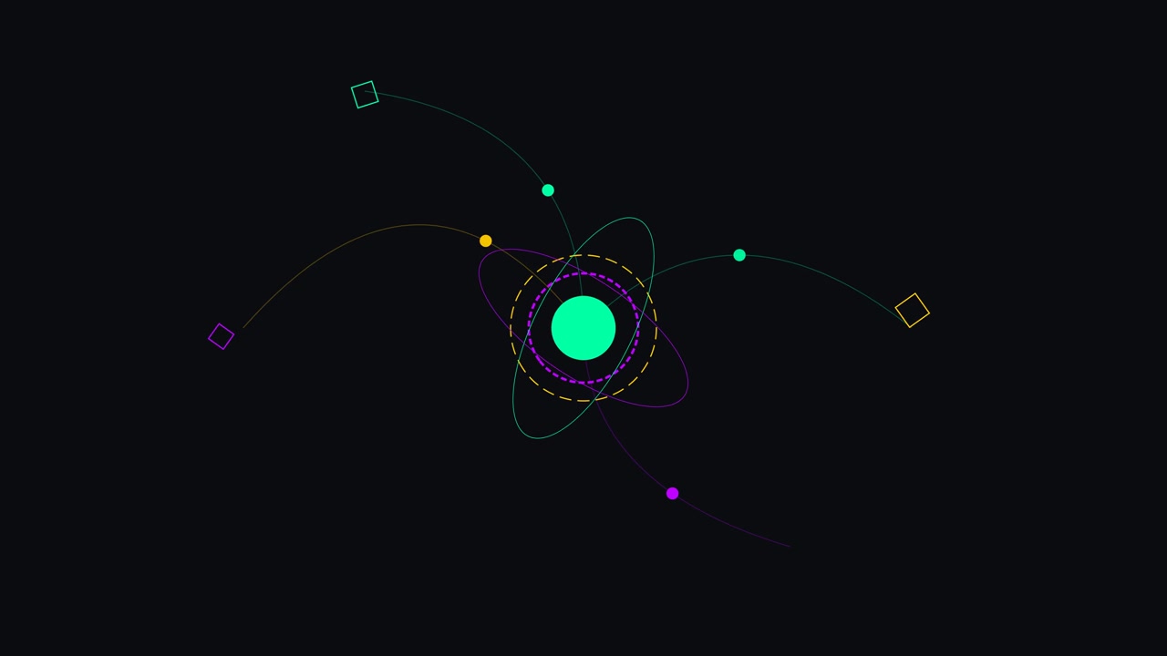 Abstract Motion Graphics Animation of Orbiting Geometric Shapes