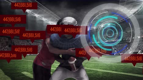 Animation-Des-Scope-Scannens-Und-Der-Datenverarbeitung-Verschiedener-Männlicher-American-Football-Spieler