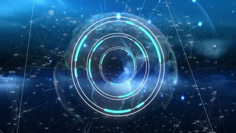 animation of data processing and scope scanning over globe