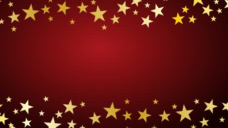 christmas 2d animation with copy space for your text. golden stars on red background