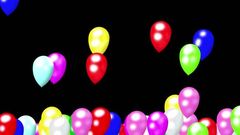 flujo de globos multicolor y colorido y se extiende sobre fondo negro