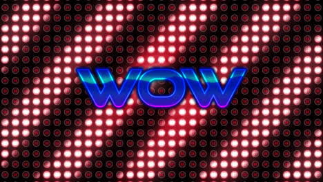 animation of wow text with illuminated circles against abstract background