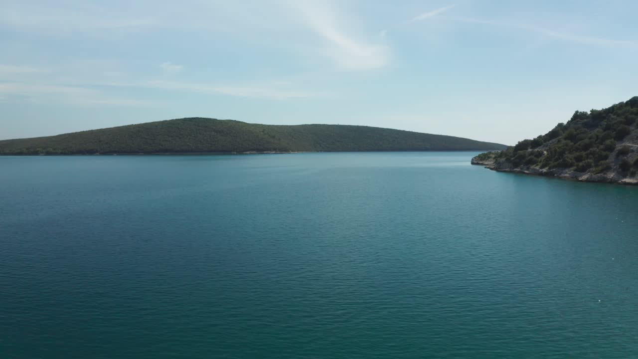 Super wide panorama shot of a beautiful calm ocean in Croatia