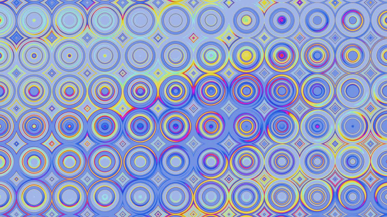 Flowing abstract background of multicolored animated circles.