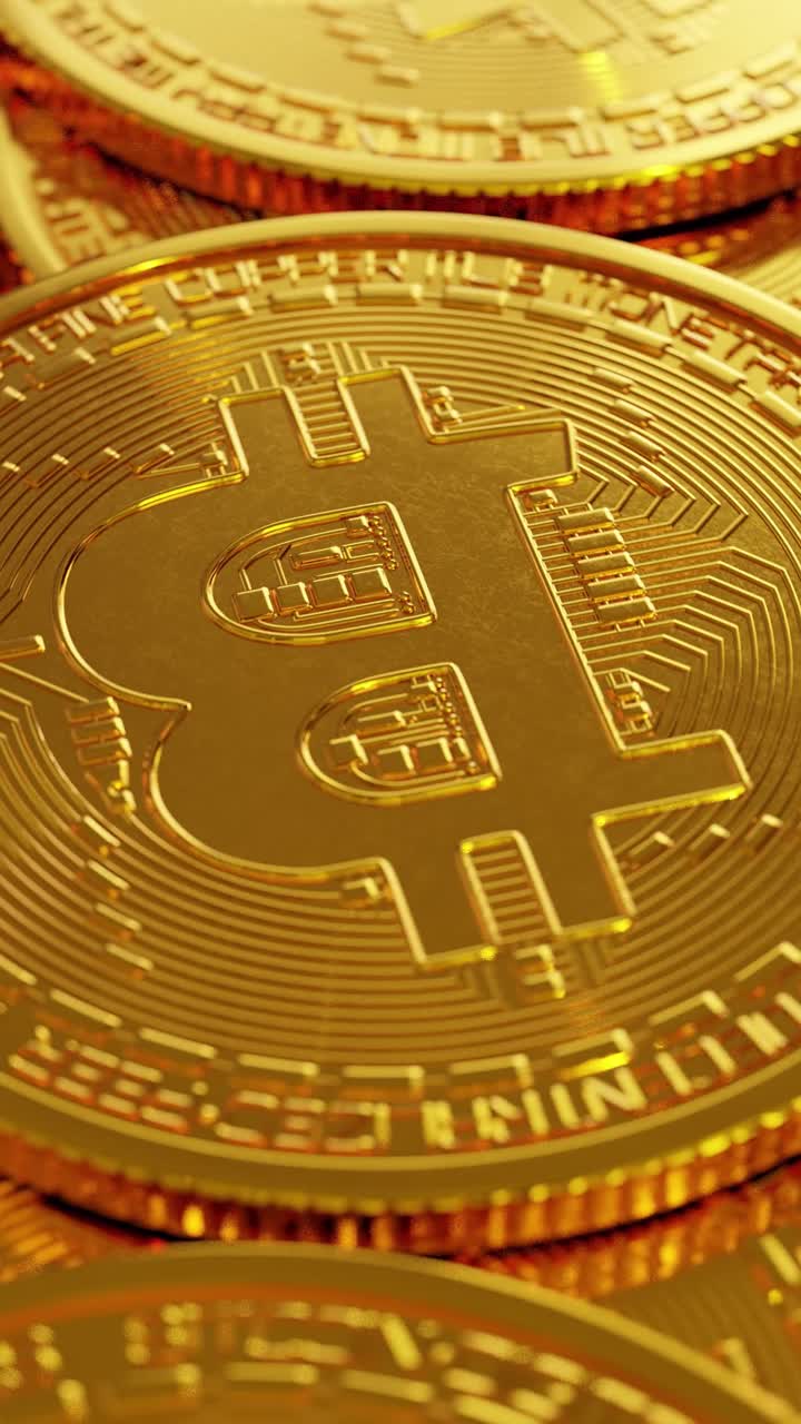 Bitcoin is spinning. Vertical looped video