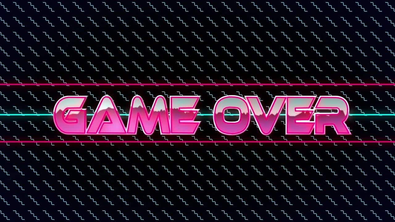 Animazione di game over nello spazio digitale astratto