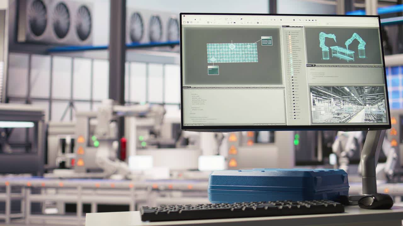 Vertical video Display in industry 4.0 solar panels plant troubleshooting equipment malfunction