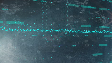 Animation of data processing over dark background