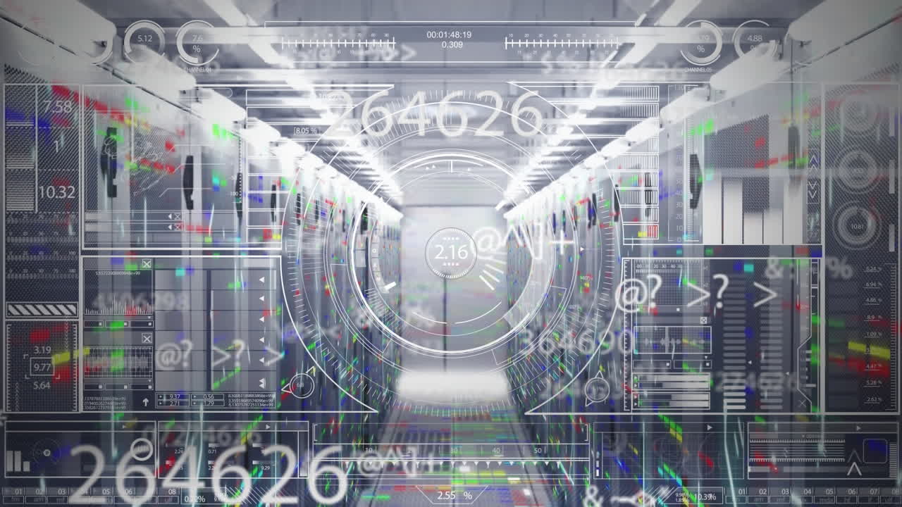 Animation of data processing and scope scanning over computer servers