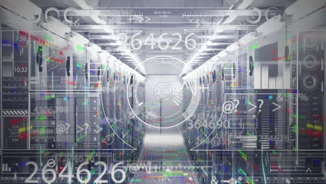 animation of data processing and scope scanning over computer servers