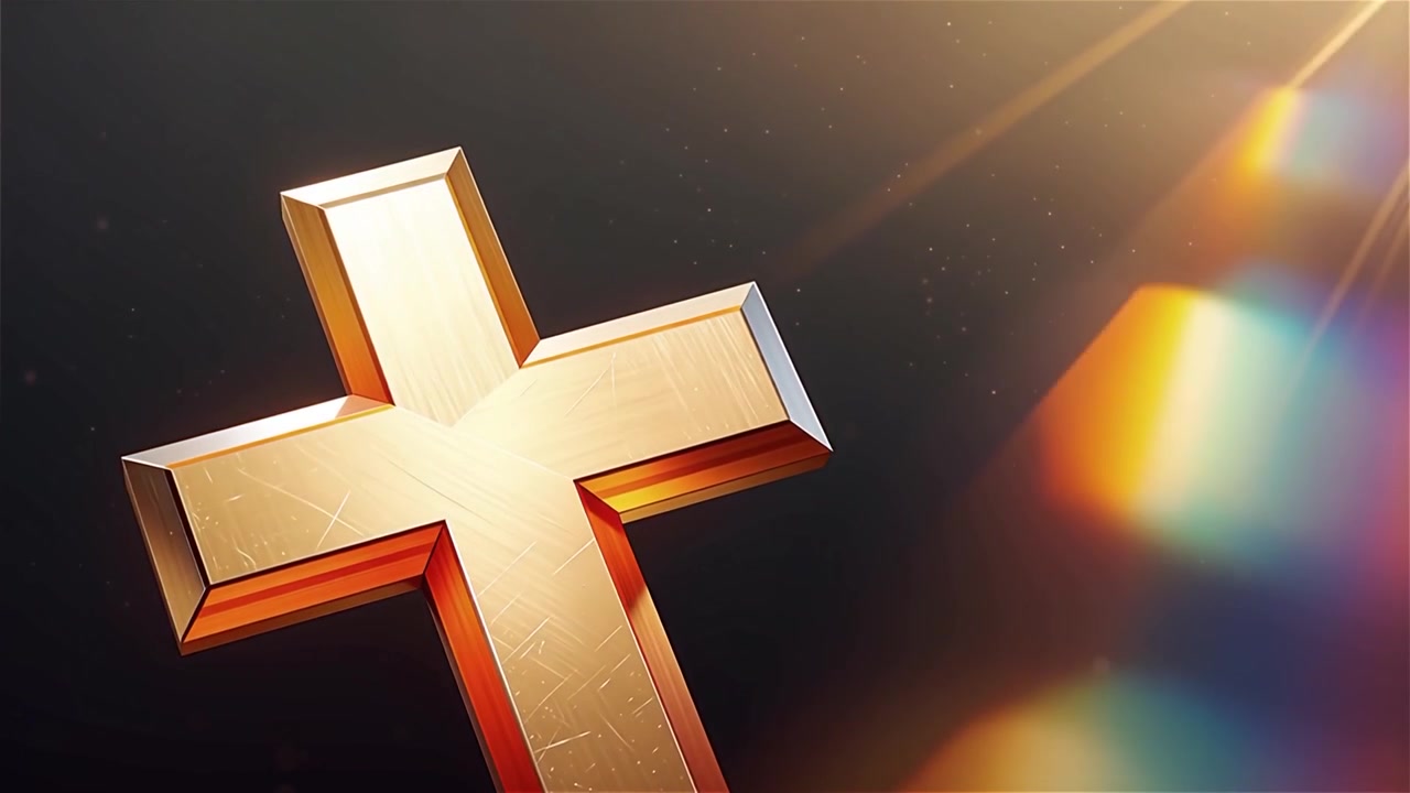 Croce Cristiana Luce Celestiale Sfondo per il Culto.