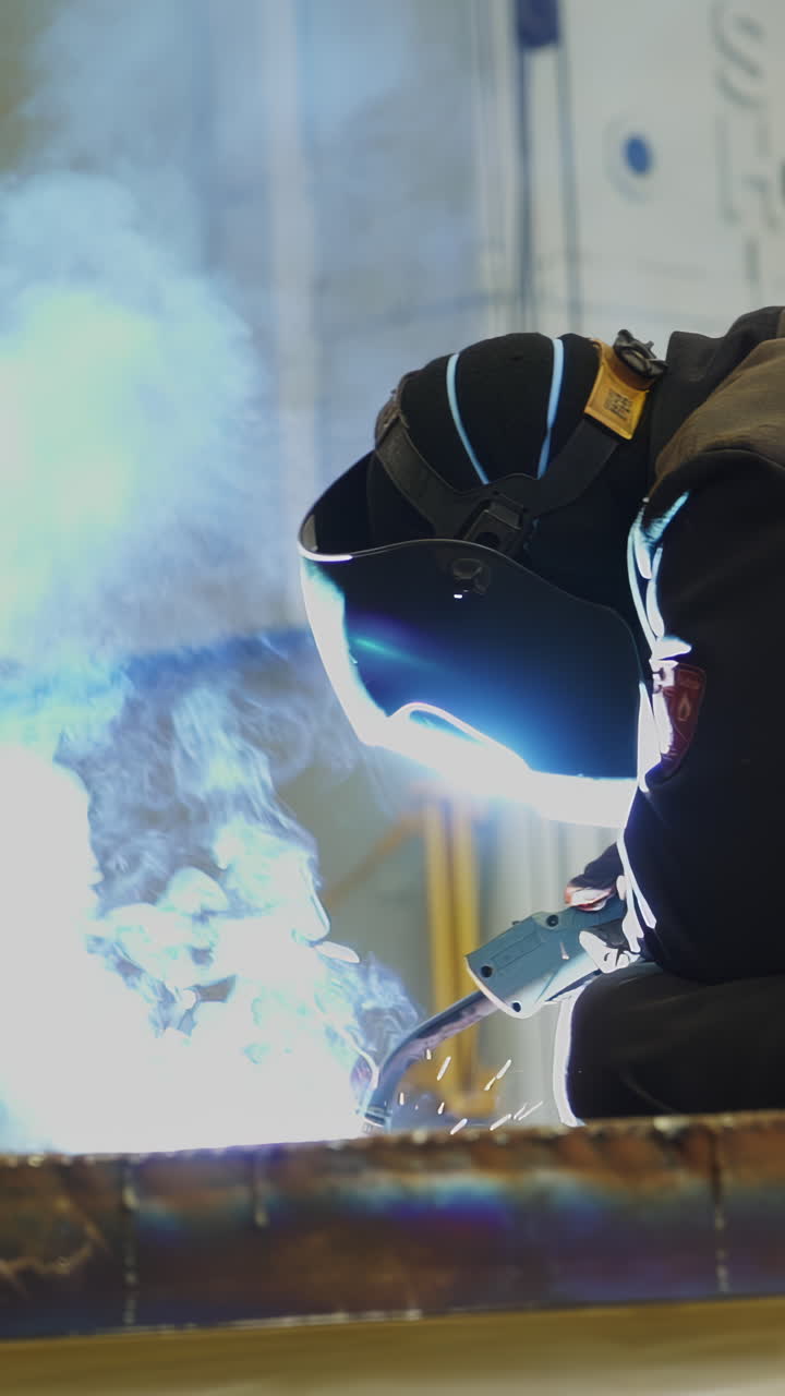 Close-up of a Professional Welder at Work
