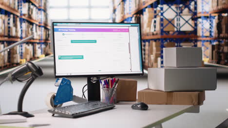 Vertical Video Empty e-commerce warehouse depot used for shipping cargo products