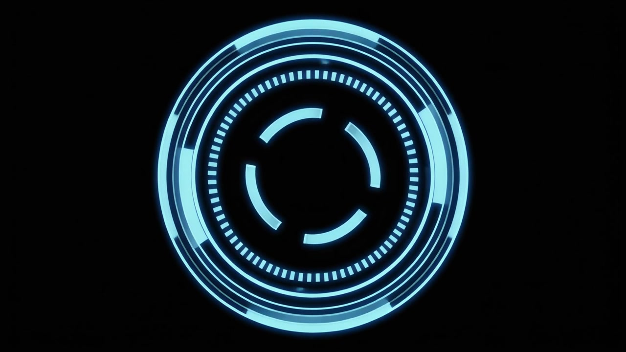 Animated Blue Circular HUD Interface Element on Black Background