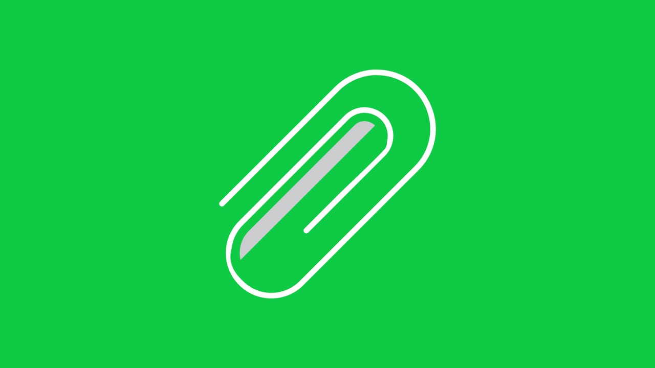 Paperclip Icon Drawing Animation on Green Screen