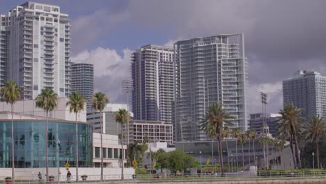 downtown buildings in st. petersburg, florida with wide shot video stable