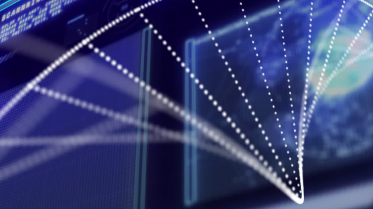 검은색 배경에서 데이터 처리에 대한 dna 가닥의 애니메이션