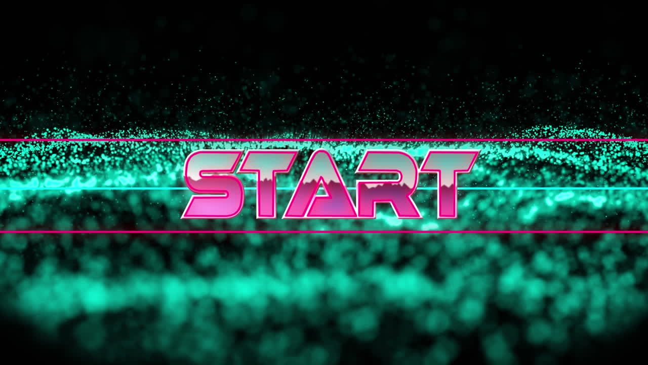 animación del texto de inicio sobre formas geométricas en movimiento y ondas