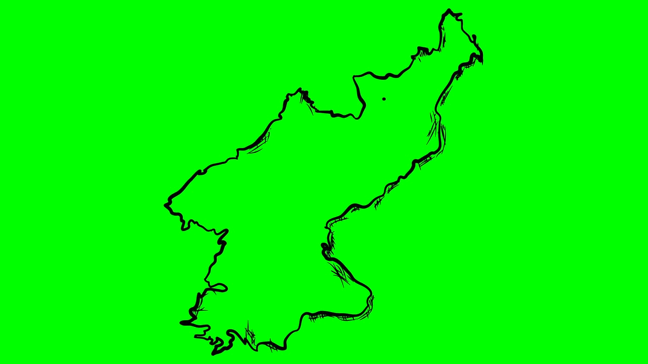 북한이 초록색 화면에 그림을 그리며 격리된 화이트보드