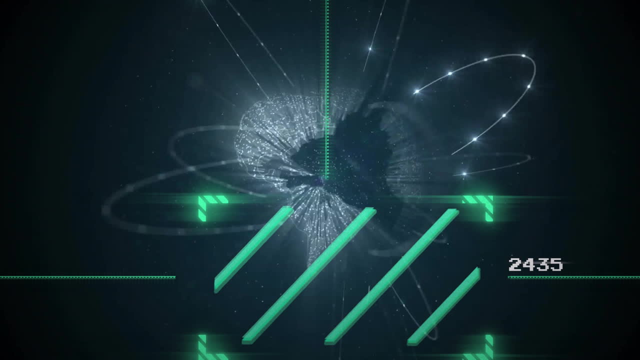 Animation of glowing lines and numbers for digital data visualization background
