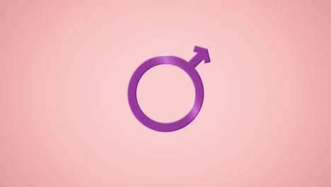 animación de símbolo de género femenino púrpura sobre fondo rosa