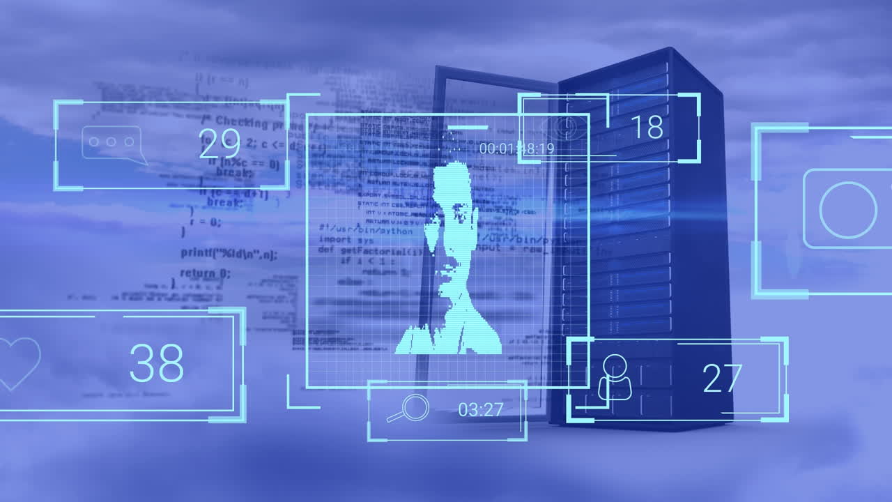 서버 및 클라우드에서 데이터 처리 및 소셜 미디어 반응의 애니메이션