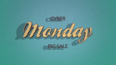 retro cyber monday and big sale text in 80s style on blue grunge texture