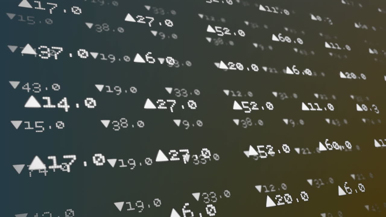 animación del procesamiento de datos del mercado de valores contra un fondo de gradiente verde.