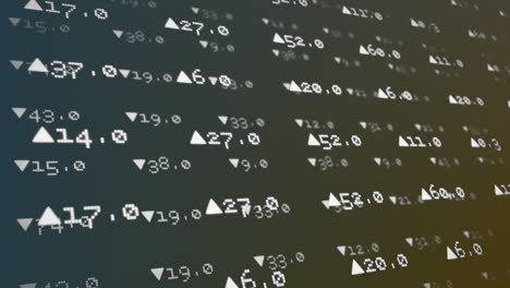 Animation of stock market data processing against green gradient background
