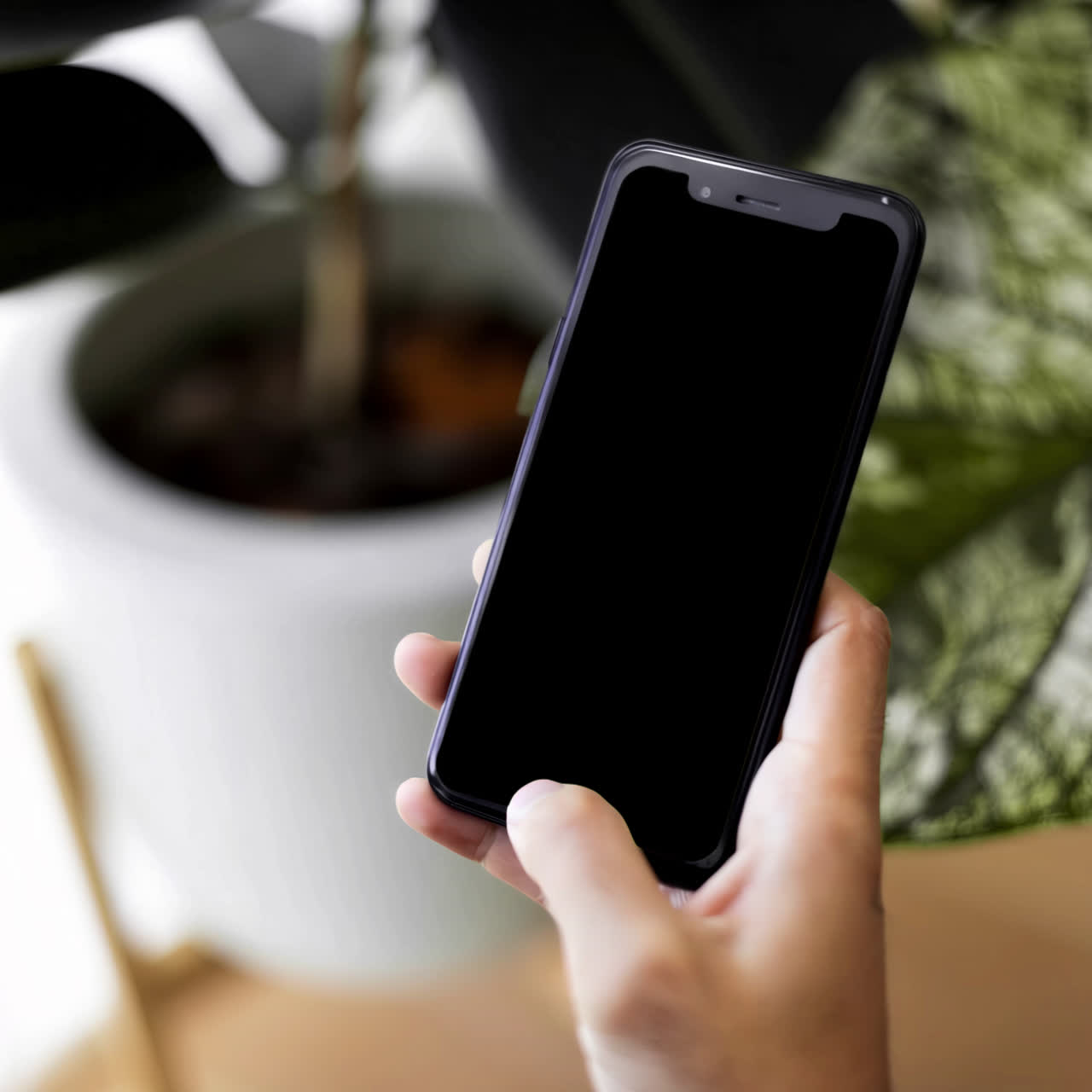 Mobile phone screen in hands of a woman live mockup, animated overlay, transparent 4K video, alpha