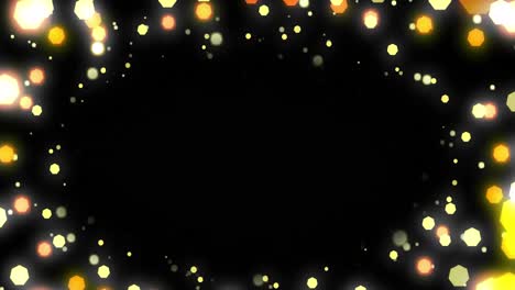 animation of christmas fairy lights flickering and copy space over black background