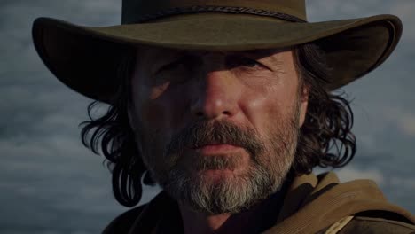 close-up portrait of a cowboy