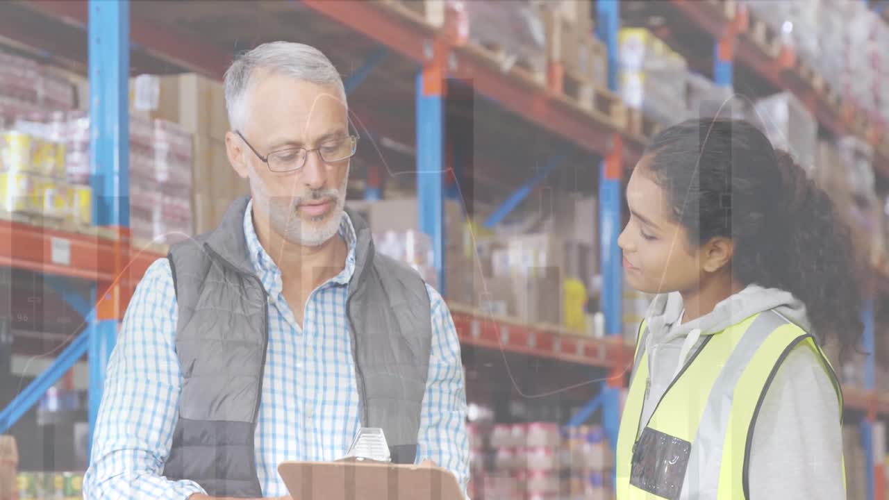 animación del procesamiento de datos sobre las personas que trabajan en el almacén