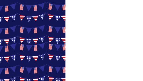 animation of red, white and blue american flag colours with copy space on white